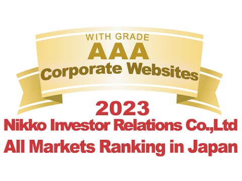 WITH GRADE AAA Corporate Websites 2023 Nikko Investor Relations Co.,Ltd. Ranking in all listed companies in Japan