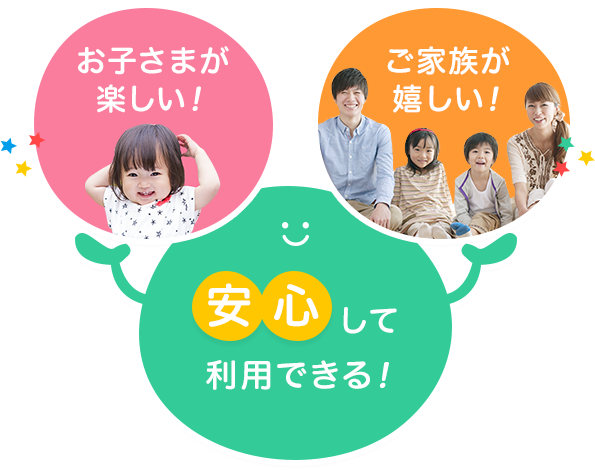 お子さまが楽しい！ ご家族が嬉しい！ 安心して利用できる！